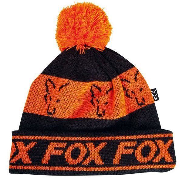 Picture of Fox Black & Orange Lined Bobble Hat