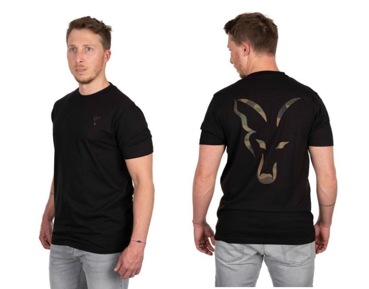 Picture of FOX Black Large Camo Print Carp Fishing T-Shirt